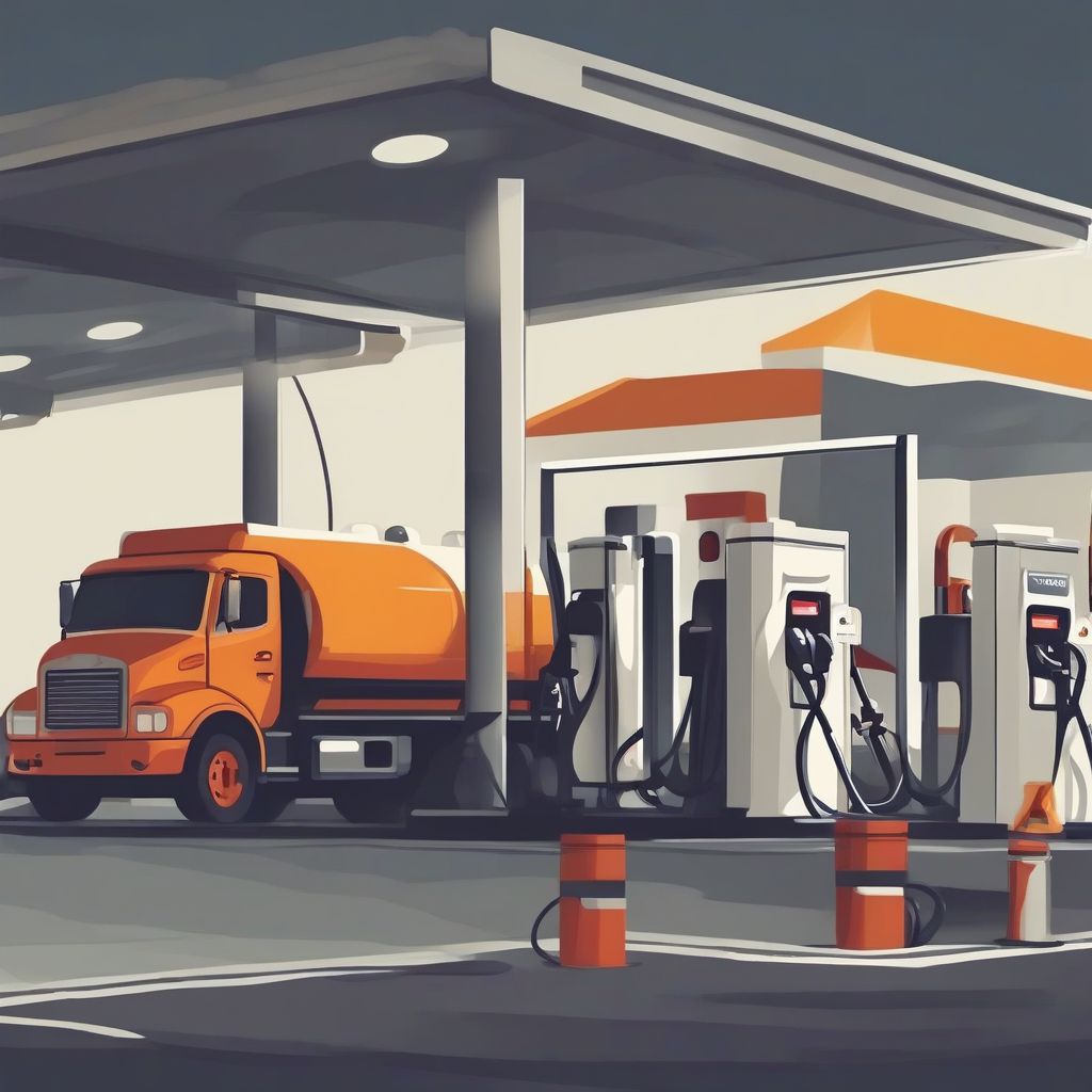 Fuel Truck at a Gas Station